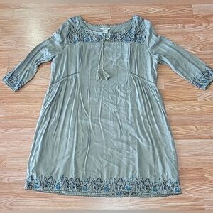 Bob Timberlake Beautiful Green Embroidered Tunic Dress Size XL In EUC